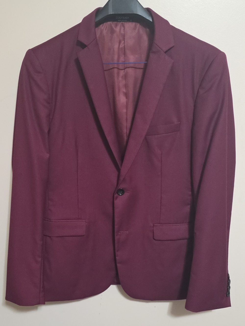 Men's Burgundy Single-Breasted Blazer by CODANO